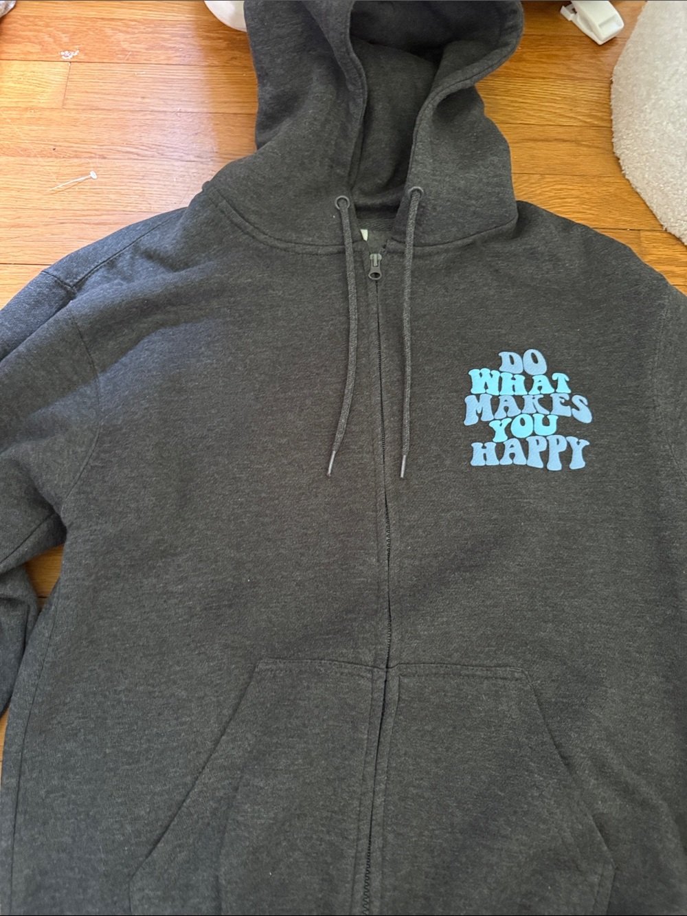 Do What Makes You Happy Charcoal Zip-Up Hoodie